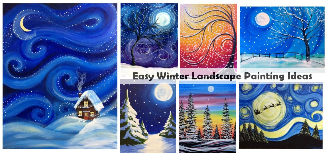 Easy Landscape Painting Ideas for Beginners, Easy Winter Landscape Pai