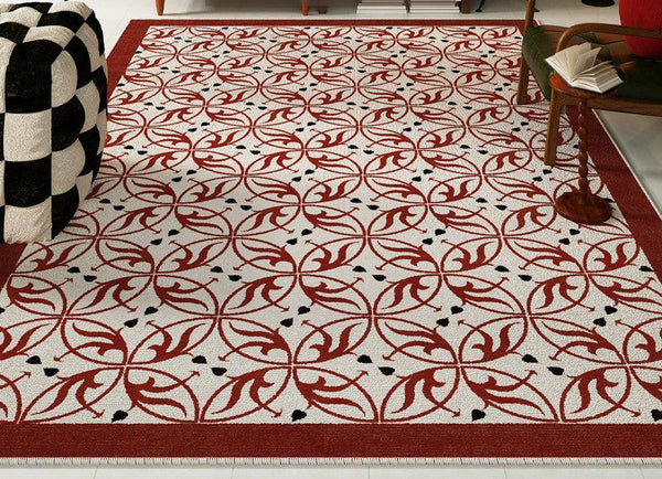 Dining Room Abstract Floor Rugs, Contemporary Area Rugs Next to Bed, Mid Century Flower Pattern Modern Rugs under Coffee Table-HomePaintingDecor