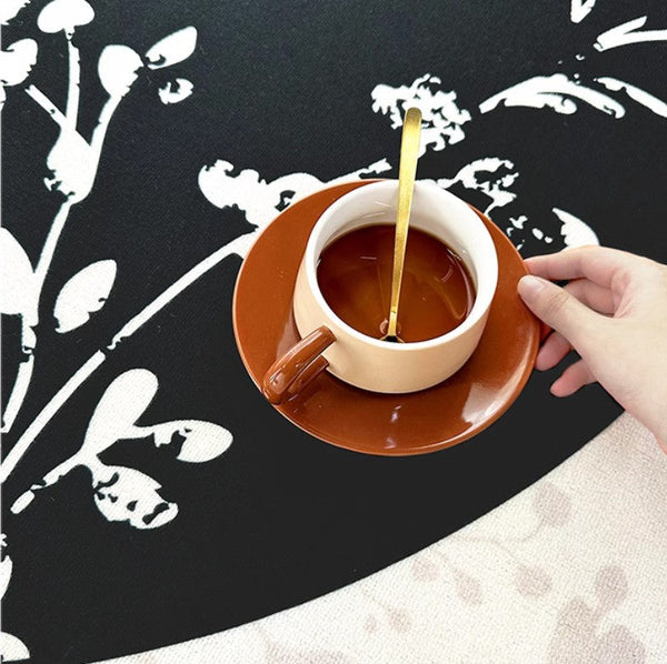 Contemporary Round Rugs for Dining Room, Flower Pattern Round Carpets under Coffee Table, Circular Modern Rugs for Living Room, Modern Area Rugs for Bedroom-HomePaintingDecor