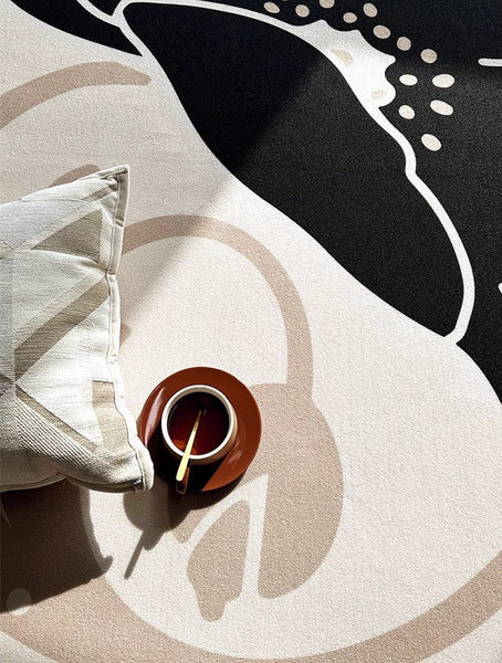 Contemporary Modern Rug Ideas for Living Room, Circular Modern Rugs for Bedroom, Flower Pattern Round Rugs for Dining Room-HomePaintingDecor