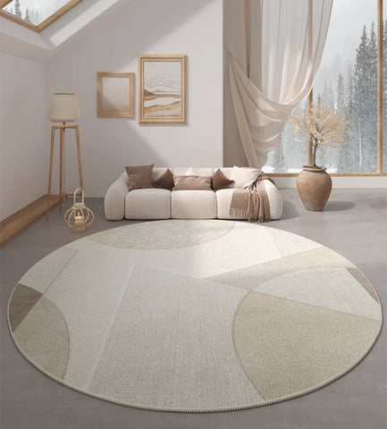 Unique Round Rugs under Coffee Table, Large Modern Round Rugs for Dining Room, Contemporary Modern Rug Ideas for Living Room, Circular Modern Rugs for Bedroom-HomePaintingDecor