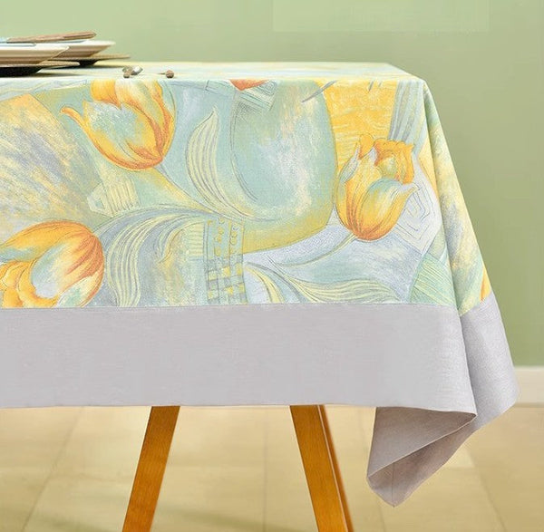 Country Farmhouse Tablecloth, Extra Large Rectangle Tablecloth for Dining Room Table, Tulip Flowers Rustic Table Covers for Kitchen, Square Tablecloth for Round Table-HomePaintingDecor