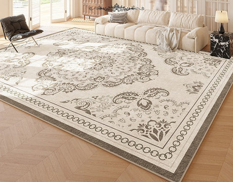 Modern Rugs for Living Room, Large Modern Rugs for Bedroom, Flower Pattern Area Rugs under Coffee Table, Contemporary Rugs for Dining Room-HomePaintingDecor