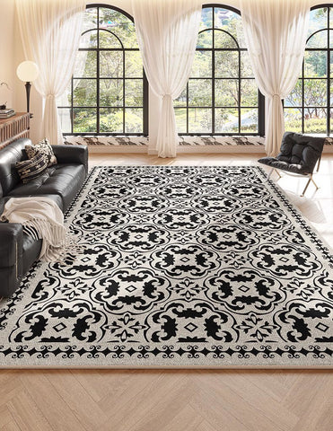 Large Modern Rugs for Living Room, Modern Rugs under Dining Room Table, Modern Carpets for Bedroom, French Style Modern Rugs Next to Bed-HomePaintingDecor