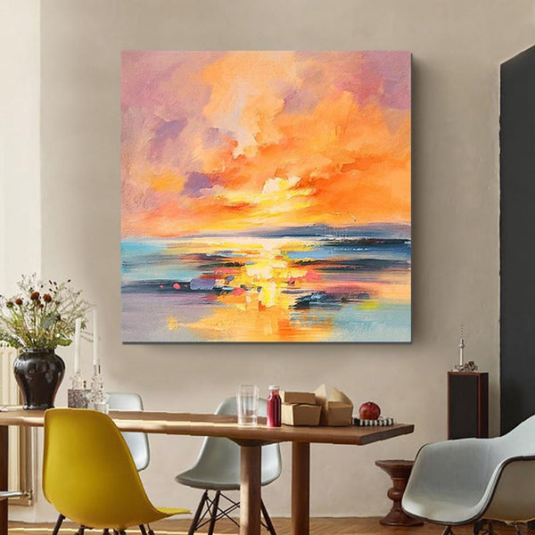 Sunrise Painting, Large Landscape Painting for Living Room, Abstract Landscape Painting, Hand Painted Art, Bedroom Wall Art Ideas, Modern Paintings for Dining Room-HomePaintingDecor