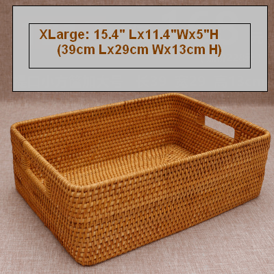 Woven Storage Baskets, Rectangular Storage Baskets, Rattan Storage Basket for Shelves, Kitchen Storage Baskets, Storage Baskets for Bathroom-HomePaintingDecor