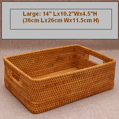 Woven Storage Baskets, Rectangular Storage Baskets, Rattan Storage Basket for Shelves, Kitchen Storage Baskets, Storage Baskets for Bathroom-HomePaintingDecor