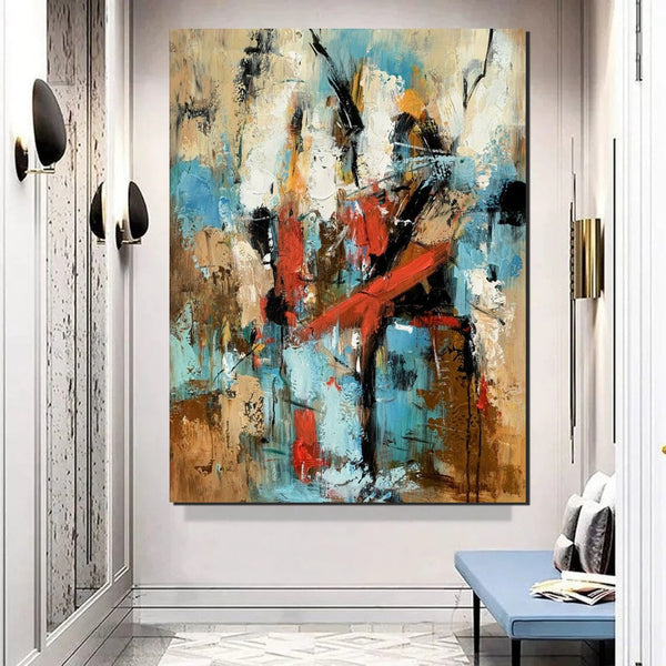 Contemporary Wall Painting, Living Room Wall Painting, Modern Artwork, Large Canvas Painting, Acrylic Painting for Dining Room-HomePaintingDecor