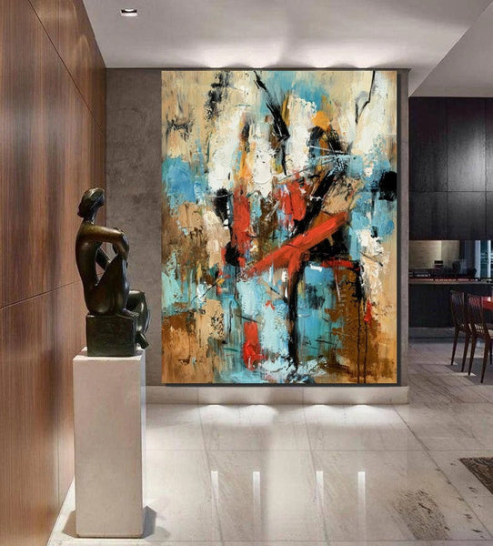 Contemporary Wall Painting, Living Room Wall Painting, Modern Artwork, Large Canvas Painting, Acrylic Painting for Dining Room-HomePaintingDecor