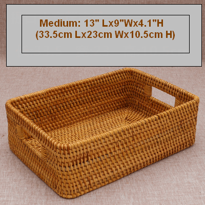 Woven Storage Baskets, Rectangular Storage Baskets, Rattan Storage Basket for Shelves, Kitchen Storage Baskets, Storage Baskets for Bathroom-HomePaintingDecor