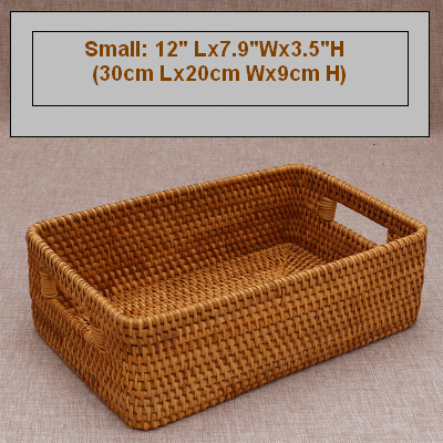 Woven Storage Baskets, Rectangular Storage Baskets, Rattan Storage Basket for Shelves, Kitchen Storage Baskets, Storage Baskets for Bathroom-HomePaintingDecor