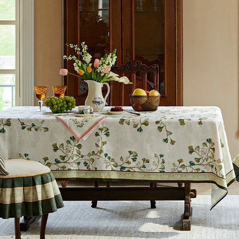 Extra Large Modern Rectangular Tablecloth for Dining Room Table, Ginkgo Leaves Table Covers, Square Tablecloth for Kitchen, Large Tablecloth for Round Table-HomePaintingDecor