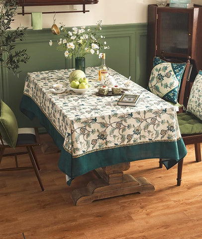 Extra Large Modern Rectangle Tablecloth Ideas for Dining Table, Flower Pattern Farmhouse Table Cloth, Outdoor Picnic Tablecloth, Rustic Square Tablecloth for Coffee Table-HomePaintingDecor