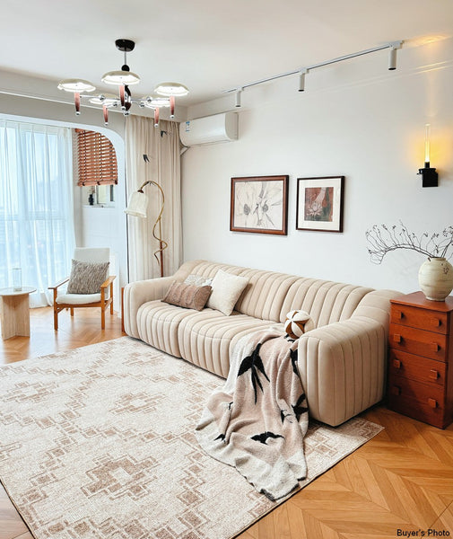 Contemporary Abstract Rugs under Dining Room Table, Modern Geometric Carpets for Bedroom, Modern Living Room Rug Placement Ideas-HomePaintingDecor