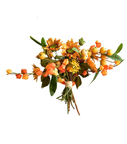 Yellow Sunflowers, Botany Plants, Unique Floral Arrangement for Home Decoration, Table Centerpiece, Real Touch Artificial Flowers for Dining Room-HomePaintingDecor