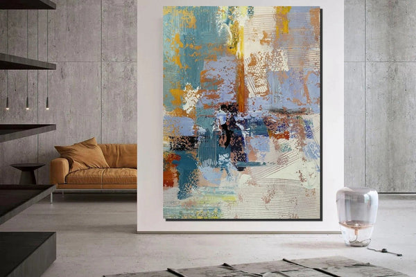 Acrylic Abstract Painting Behind Sofa, Acrylic Painting for Sale, Large Painting on Canvas, Living Room Wall Art Paintings, Buy Paintings Online-HomePaintingDecor