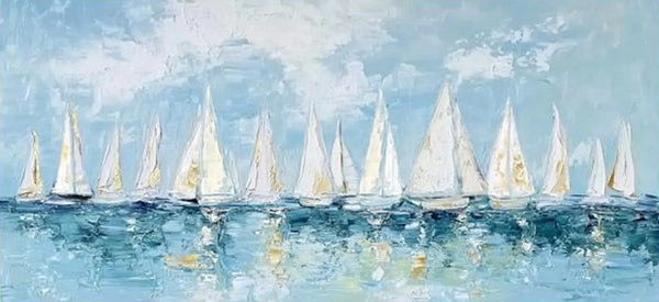 Large Wall Art Ideas for Living Room, Paintings for Living Room, Acrylic Painting on Canvas, Modern Paintings for Bedroom, Sail Boat Painting, Original Canvas Art-HomePaintingDecor