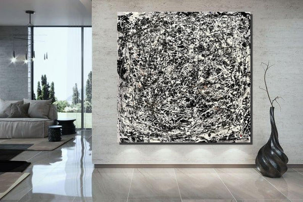 Modern Paintings for Dining Room, Hand Painted Wall Painting, Abstract Canvas Painting, Extra Large Abstract Artwork, Black Abstract Canas Art-HomePaintingDecor