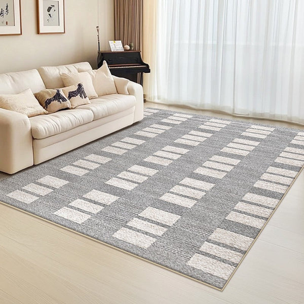 Dining Room Floor Rug, Large Gray Floor Rugs for Living Room, Modern Floor Rugs for Bedroom, Extra Large Geometric Modern Rugs for Office-HomePaintingDecor