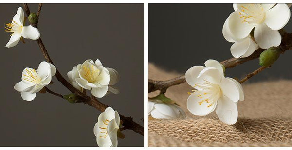 White and Pink Plum Artificial Flowers, Artificial Botany Plants, Silk Flower Arrangement, Plum Flower, Simple Flower Arrangement for Home Decoration-HomePaintingDecor