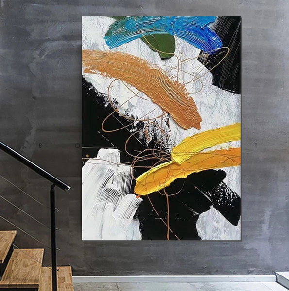 Palette Knife Paintings, Acrylic Paintings on Canvas, Bedroom Modern Wall Art Paintings, Abstract Painting for Living Room, Large Paintings Behind Sofa-HomePaintingDecor