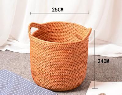Wicker Woven Storage Baskets, Kitchen Storage Baskets, Rattan Storage Basket, Round Storage Basket for Bathroom-HomePaintingDecor