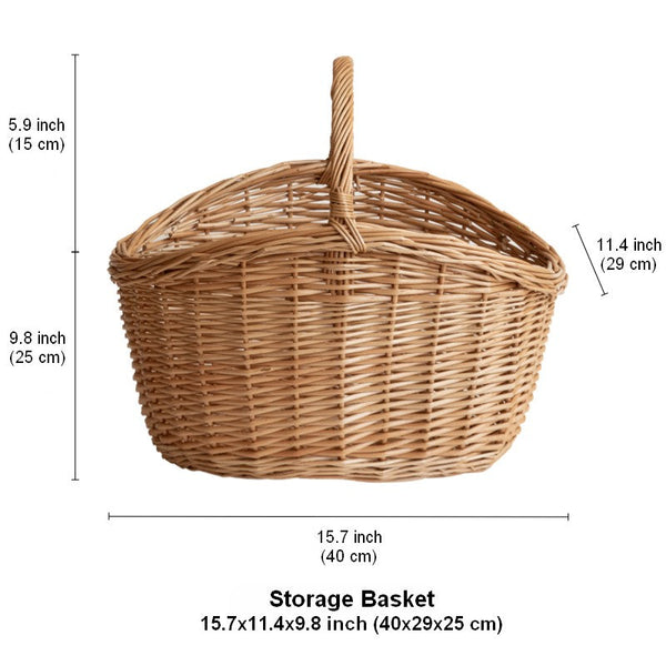 Wicker Storage Basket, Large Picnic Food Basket with Handle, Lovely Willow Weaving Baskets for Vegetable, Natural Fruit Basket, Natural Hand-woven Kitchen Storage Baskets-HomePaintingDecor