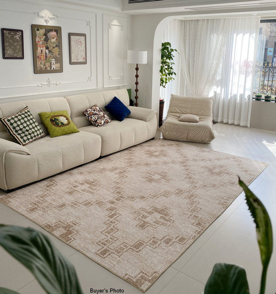 Contemporary Abstract Rugs under Dining Room Table, Modern Geometric Carpets for Bedroom, Modern Living Room Rug Placement Ideas-HomePaintingDecor