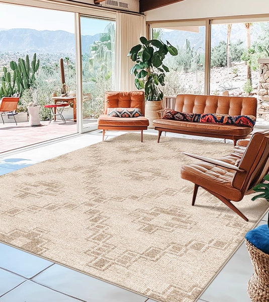 Contemporary Abstract Rugs under Dining Room Table, Modern Geometric Carpets for Bedroom, Modern Living Room Rug Placement Ideas-HomePaintingDecor