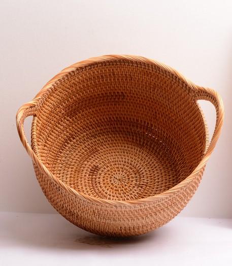 Woven Storage Basket, Kitchen Storage Basket, Large Rattan Basket, Kitchen Storage Ideas, Round Storage Basket-HomePaintingDecor