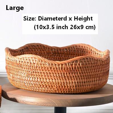 Woven Round Storage Basket, Rattan Storage Basket, Fruit Basket, Storage Baskets for Kitchen-HomePaintingDecor