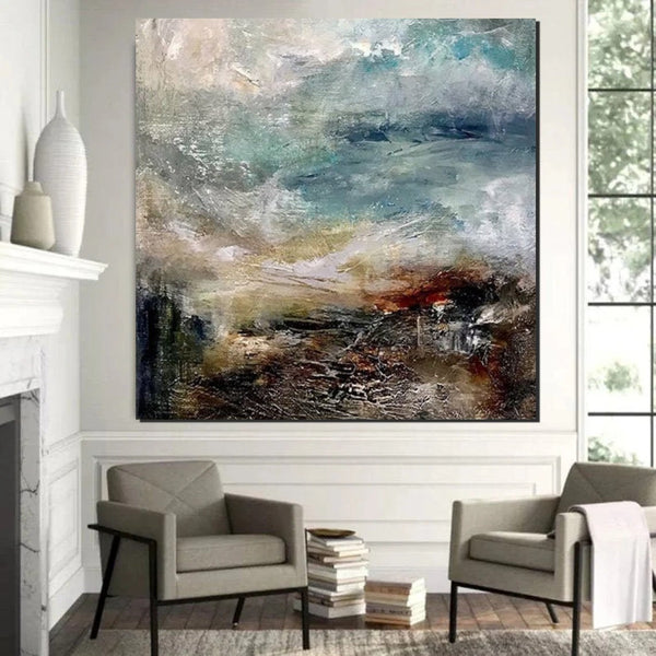 Modern Contemporary Abstract Artwork, Extra Large Wall Art Paintings, Acrylic Painting for Dining Room, Palette Knife Painting, Heavy Texutre Wall Art-HomePaintingDecor