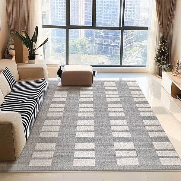 Dining Room Floor Rug, Large Gray Floor Rugs for Living Room, Modern Floor Rugs for Bedroom, Extra Large Geometric Modern Rugs for Office-HomePaintingDecor