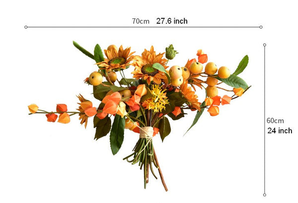 Yellow Sunflowers, Botany Plants, Unique Floral Arrangement for Home Decoration, Table Centerpiece, Real Touch Artificial Flowers for Dining Room-HomePaintingDecor