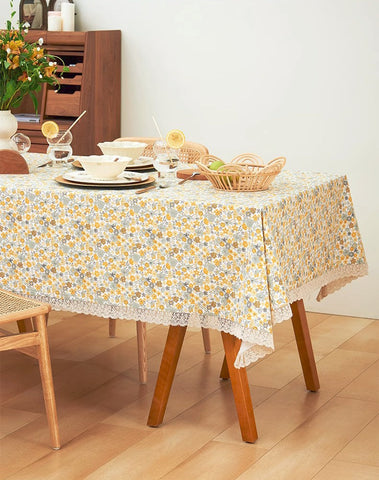Dining Room Flower Table Cloths, Cotton Rectangular Table Covers for Kitchen, Farmhouse Table Cloth, Wedding Tablecloth, Square Tablecloth for Round Table-HomePaintingDecor