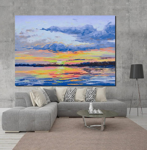 Abstract Landscape Paintings, Heavy Texture Painting, Hand Painted Wall Art, Contemporary Wall Art Paintings, Simple Modern Paintings for Living Room-HomePaintingDecor