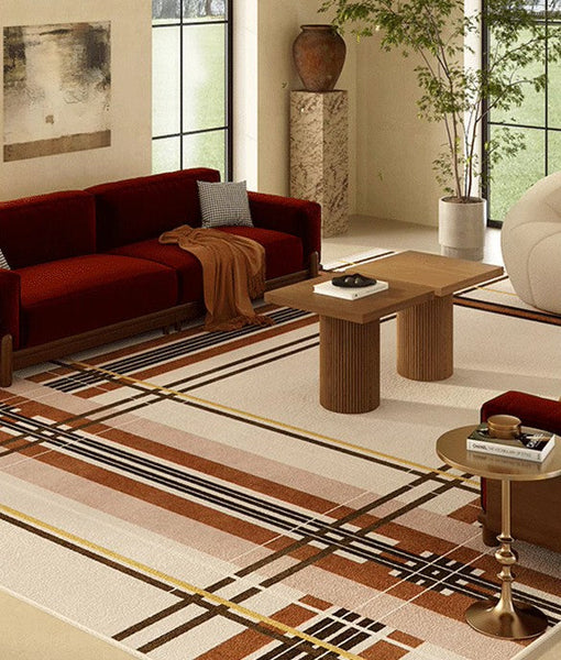 Contemporary Modern Rugs, Modern Rugs for Dining Room, Geometric Contemporary Rugs Next to Bed, Mid Century Area Rugs for Living Room-HomePaintingDecor