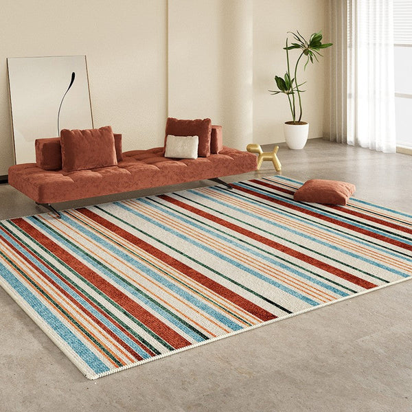 Colorful Modern Rugs under Dining Room Table, Abstract Area Rugs for Living Room, Modern Carpets for Kitchen, Geometric Contemporary Modern Rugs Next to Bed-HomePaintingDecor