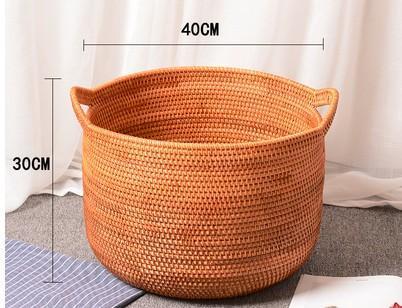 Wicker Woven Storage Baskets, Kitchen Storage Baskets, Rattan Storage Basket, Round Storage Basket for Bathroom-HomePaintingDecor
