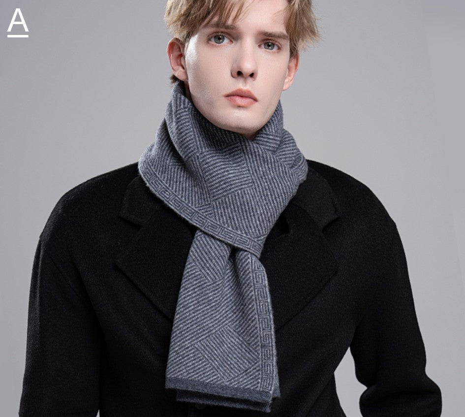 men's formal dress scarf Thick Wool Scarf, Business Wool for Gentleman, Winter Scarf, Men Scarf Styles, Black Gray Fashion Scarf, Red Casual Scarf Men, Color:IVORY RED Product Type_Dressers Dark Green Jacquard Corset giving you two sophisticated