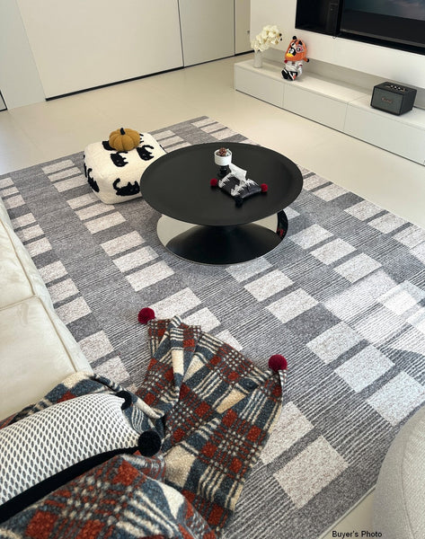 Dining Room Floor Rug, Large Gray Floor Rugs for Living Room, Modern Floor Rugs for Bedroom, Extra Large Geometric Modern Rugs for Office-HomePaintingDecor