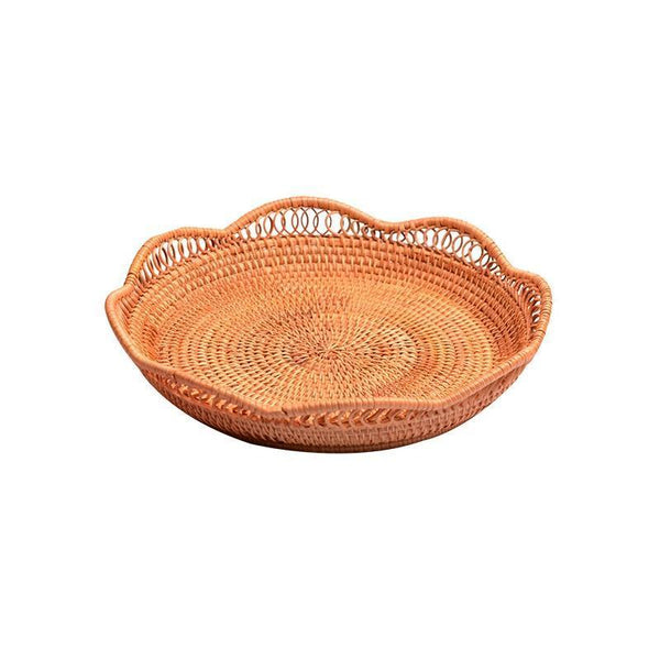 Woven Rattan Basket, Fruit Storage Basket, Woven Round Storage Basket, Storage Baskets for Kitchen-HomePaintingDecor