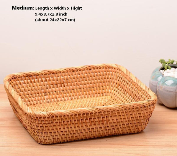 Woven Rectangular Storage Basket, Lovely Rattan Storage Basket, Storage Baskets for Kitchen-HomePaintingDecor