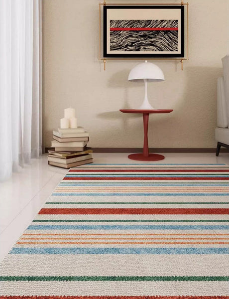 Colorful Modern Rugs under Dining Room Table, Abstract Area Rugs for Living Room, Modern Carpets for Kitchen, Geometric Contemporary Modern Rugs Next to Bed-HomePaintingDecor