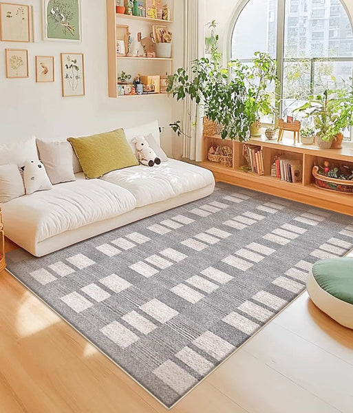 Dining Room Floor Rug, Large Gray Floor Rugs for Living Room, Modern Floor Rugs for Bedroom, Extra Large Geometric Modern Rugs for Office-HomePaintingDecor