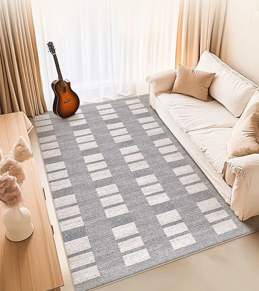 Dining Room Floor Rug, Large Gray Floor Rugs for Living Room, Modern Floor Rugs for Bedroom, Extra Large Geometric Modern Rugs for Office-HomePaintingDecor