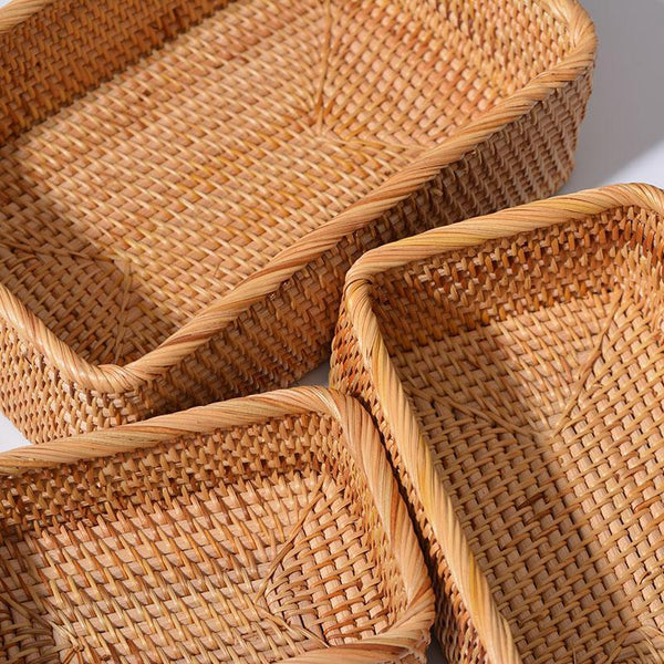 Woven Rectangular Basket for Shelves, Rattan Storage Basket, Storage Baskets for Bathroom, Woven Baskets for Living Room-HomePaintingDecor
