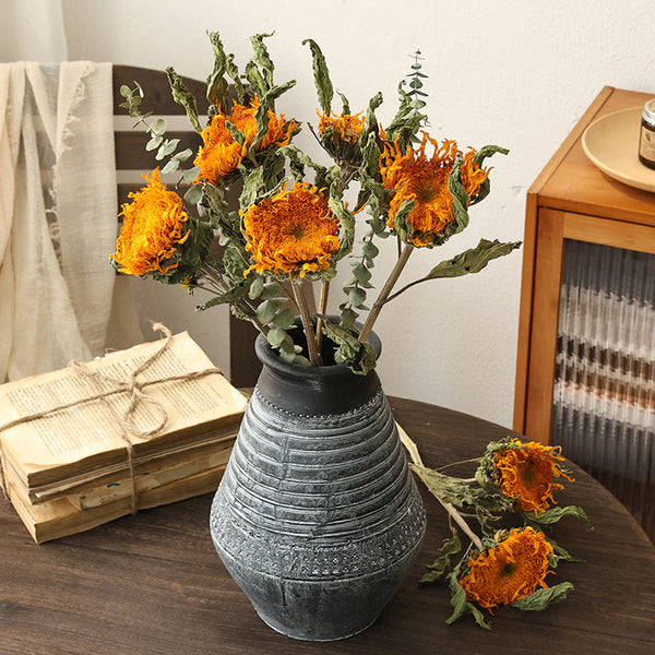 Natural Decorations, A Bunch of Sunflowers, Flower Arrangement, Handmade Artificial Flowers for Home Decor, Natural Dried Sunflower Stems-HomePaintingDecor