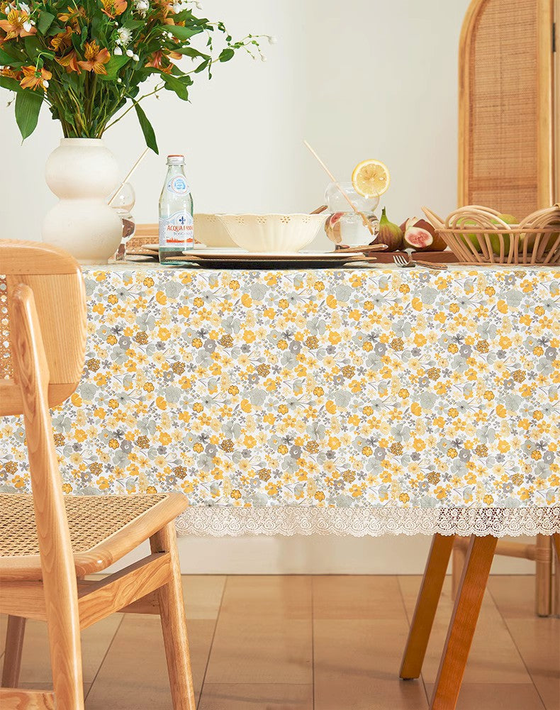 Dining Room Flower Table Cloths, Cotton Rectangular Table Covers for K ...