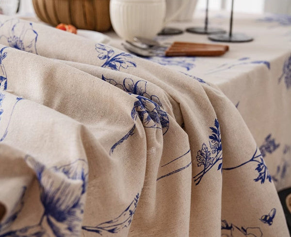 Wedding Tablecloth, Dining Room Flower Table Cloths, Large Rectangular Table Covers for Kitchen, Farmhouse Table Cloth, Square Tablecloth for Round Table-HomePaintingDecor